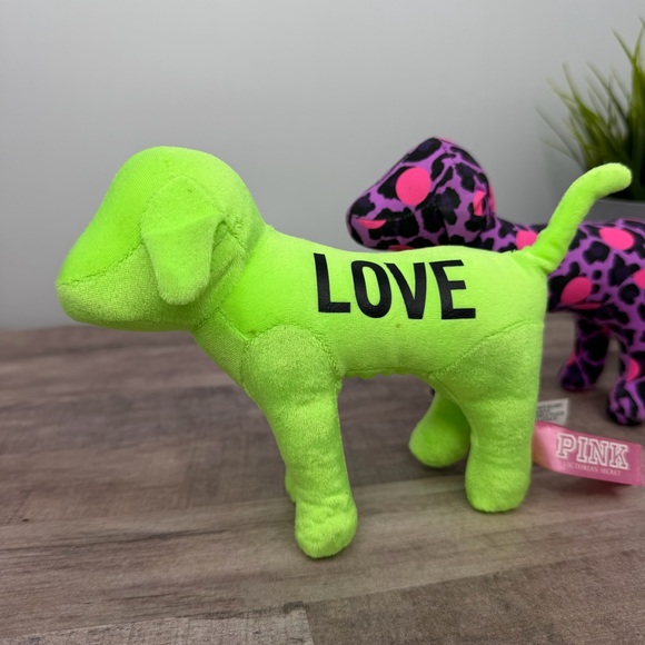 PINK Plush Dog Duo - Neon Green & Pink Leopard - Picture 5 of 9